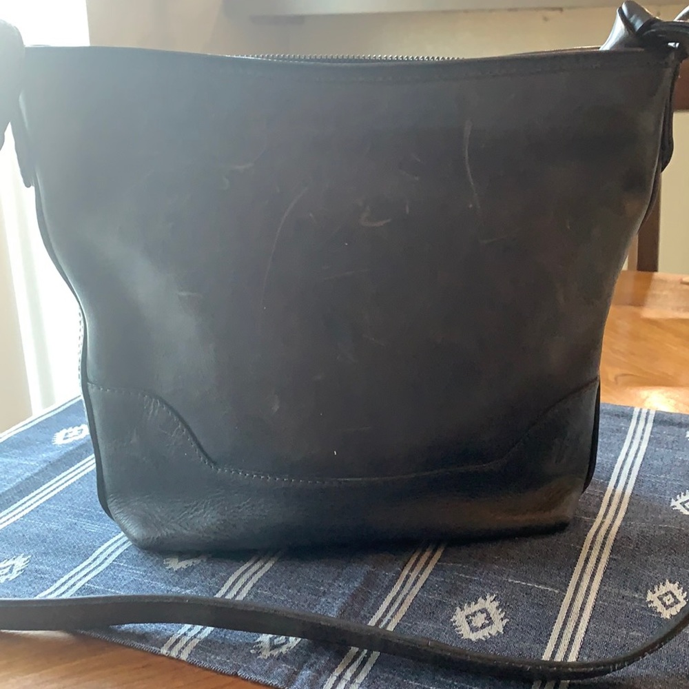 Frye slate bucket purse